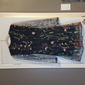 Boho Black floral embroidery dress Size S never worn
